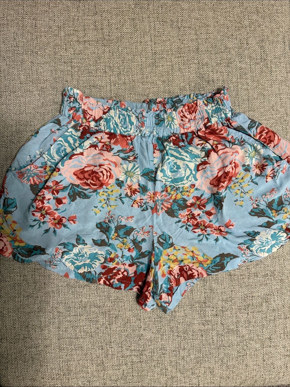 Angie Blue Floral High-Waist Summer Shorts